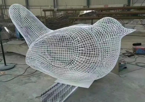 不锈钢小鸟雕塑，镂空小鸟雕塑